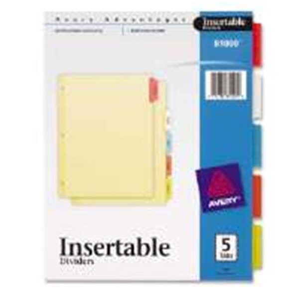 DDI 935163 Avery Consumer Products Insertable Dividers  3-HP  5 Tab  8-1/2"x11"  Multi-Color Case of 37